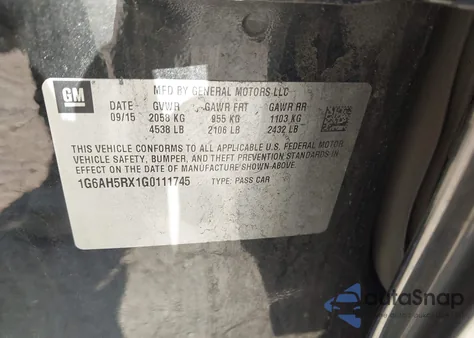 2016 Cadillac Ats Luxury Collection из США, поврежденный, VIN 1G6AH5RX1G0111745